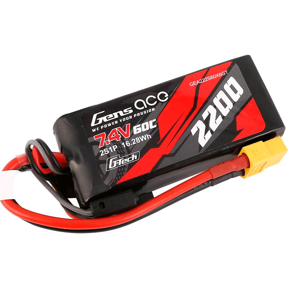 GENS ACE 7.4V 2200MAH 60C 2S G-TECH LIPO XT60 PLUG