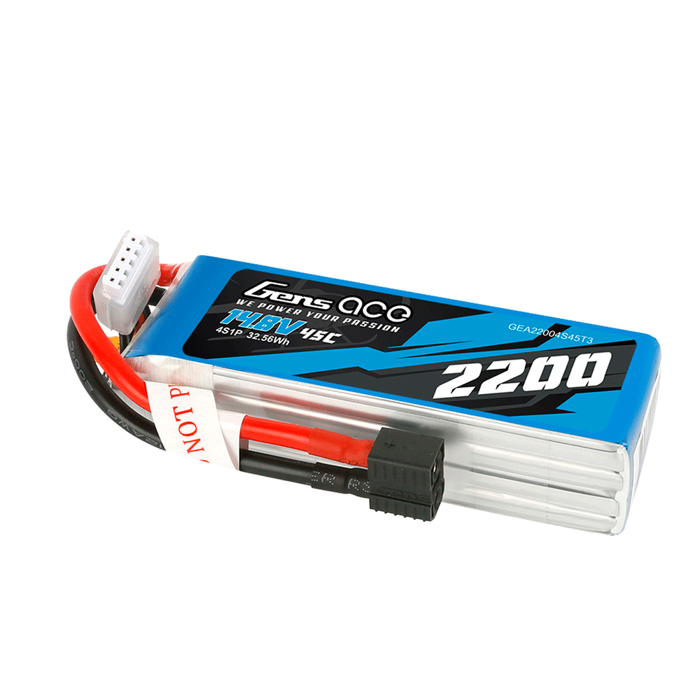 GENS ACE 14.8V 2200MAH 45C 4S EC3 AND DEANS ADAPTER