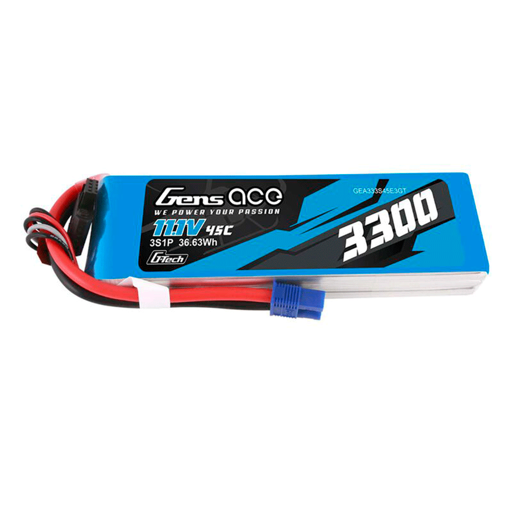 GENS ACE 11.1V 3300MAH 45C 3S G-TECH EC3 PLUG