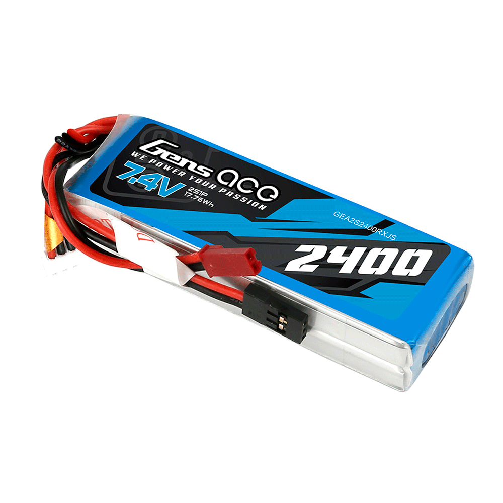 GENS ACE 7.4V 2400MAH 2S RX LIPO JST-SYP PLUG (FUTABA)