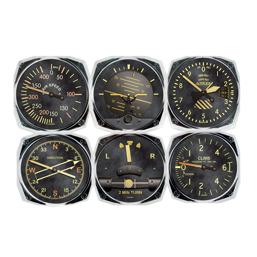 GIFT - TRINTEC COASTER SET 6-PIECE VINTAGE INSTRUMENTS ACRYLIC 9045AC