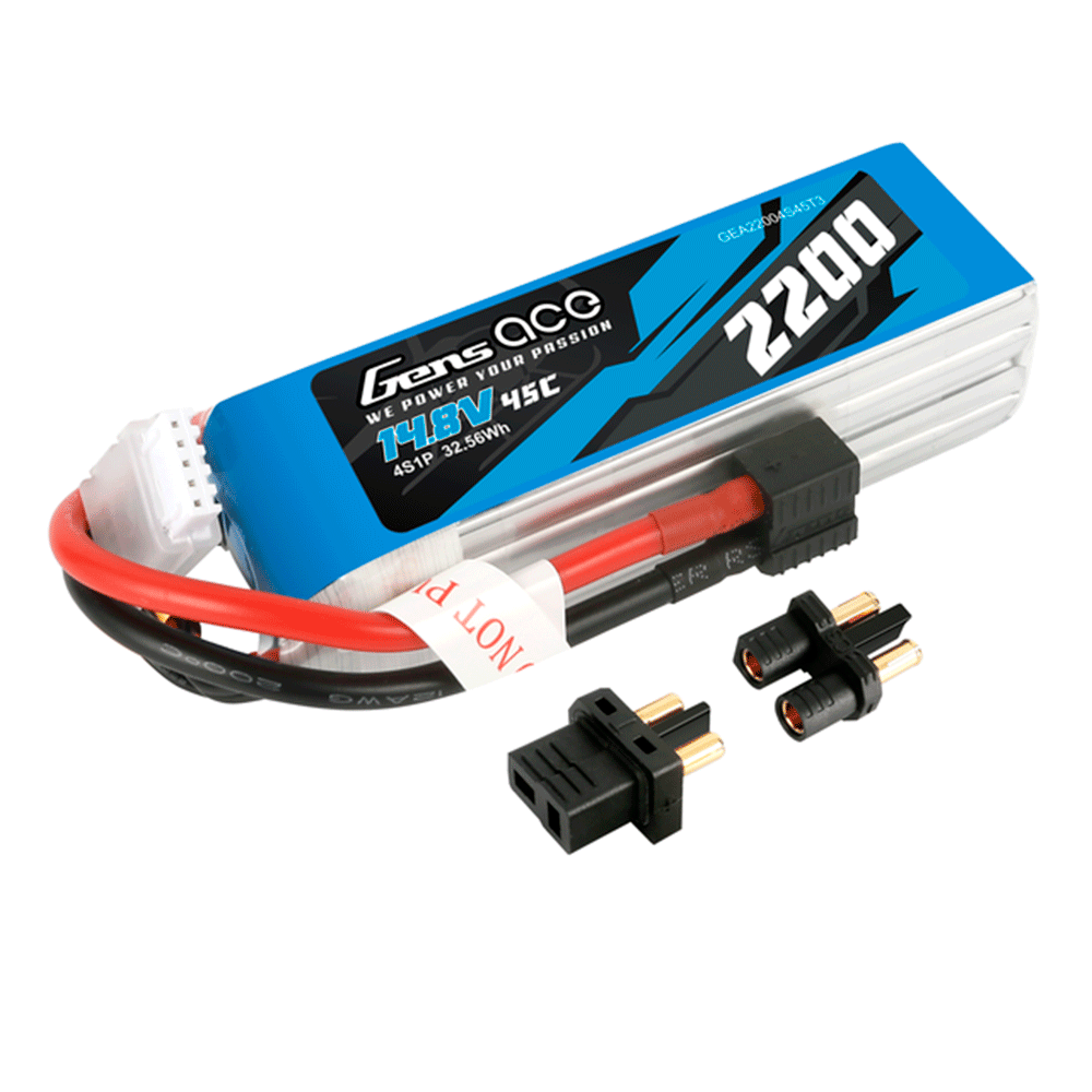 GENS ACE 14.8V 2200MAH 45C 4S LIPO G-TECH EC3 PLUG DEANS ADAPTER