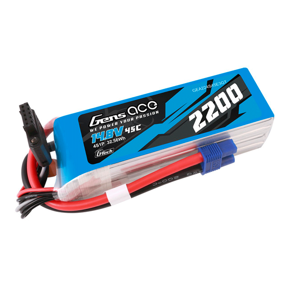 GENS ACE 14.8V 2200MAH 45C 4S G-TECH LIPO EC3 PLUG