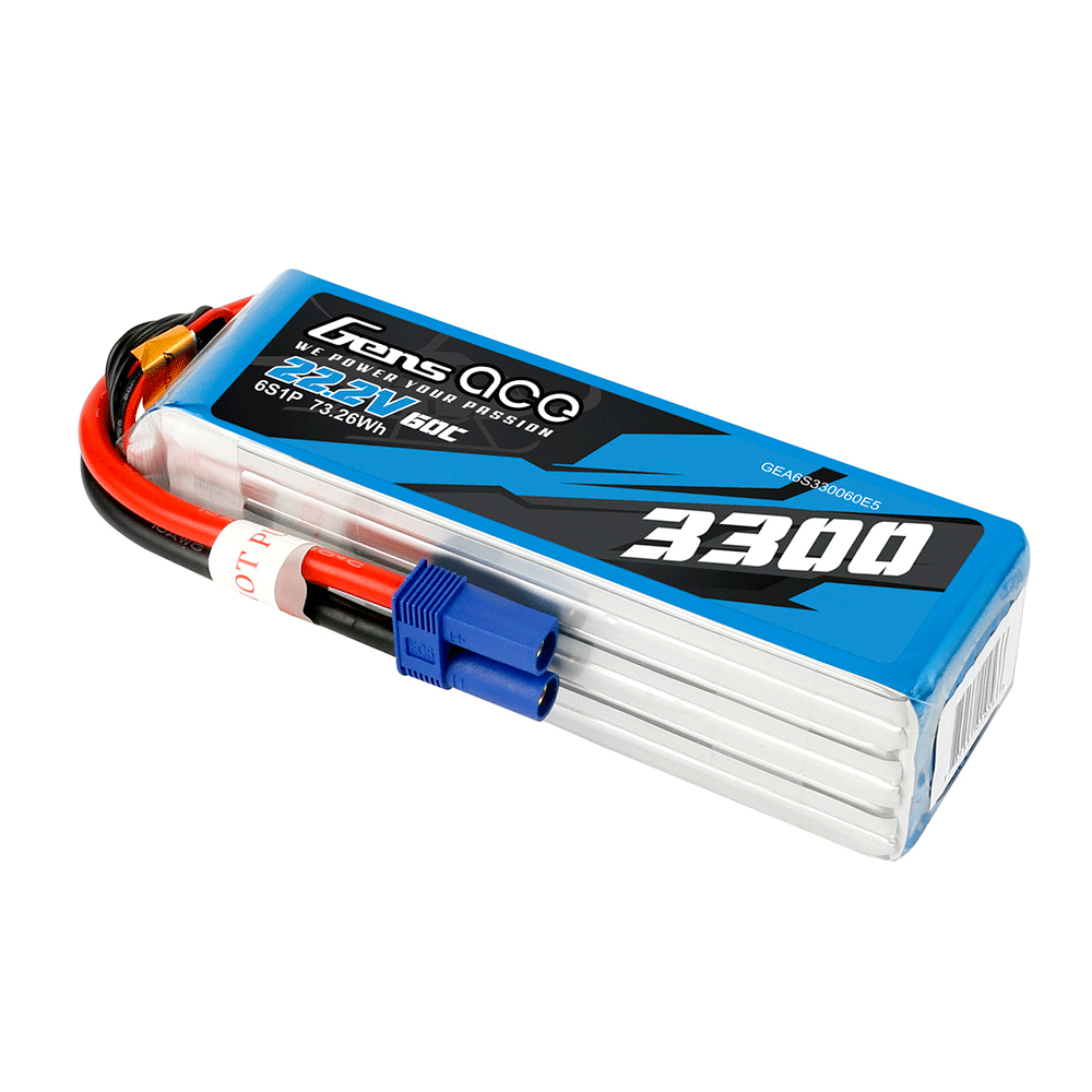 GENS ACE 22.2V 3300MAH 60C 6S LIPO EC5 PLUG
