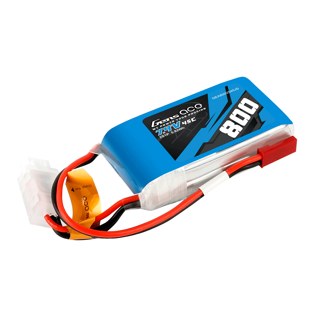 GENS ACE 7.4V 800MA 45C 2S LIPO JST-SYP PLUG